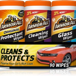 Armor All Protectant, Glass and Cleaning Wipes, Wipes for Car Interior and Car Exterior, 30 Count Each (Pack of 3)
