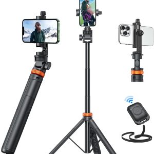 Newest iPhone Tripod Stand, EUCOS 62" Phone Tripod&Selfie Stick with Remote Shutter for Video Recording, Solidest Cell Phone Tripod Stand for iPhone Compatible iPhone 13Pro Max/12Pro/Samsung/DJI/GoPro