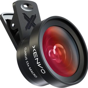 Pro Lens Kit for iPhone and Android, Macro and Wide Angle Lens (NOT A TELEPHOTO Zoom Lens) with LED Light and Travel Case Black
